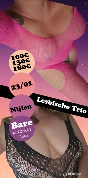 Priv&eacute; ontvangst Milfs Naturelle lesbisch trio 23 Jan.