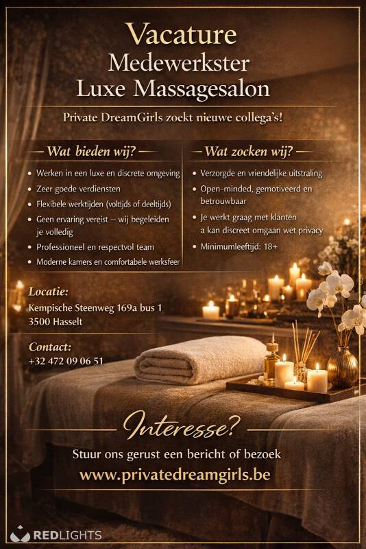 Vacature Medewerkster Luxe Massagesalon (Foto)